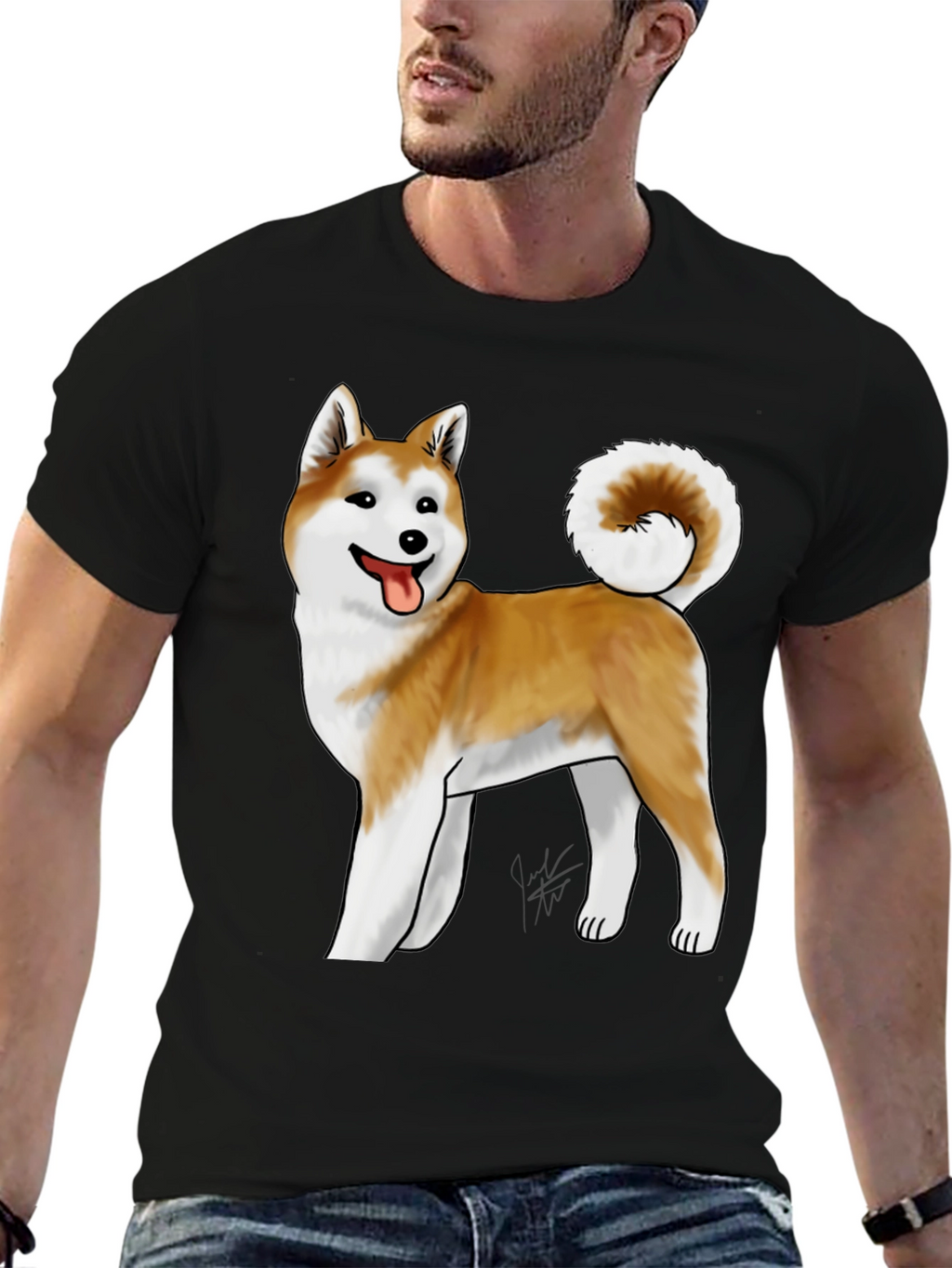 Akita Dog Graphic Tee - Black Unisex T-Shirt