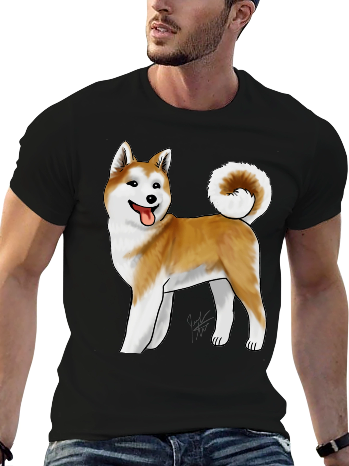 Akita Dog Graphic Tee - Black Unisex T-Shirt