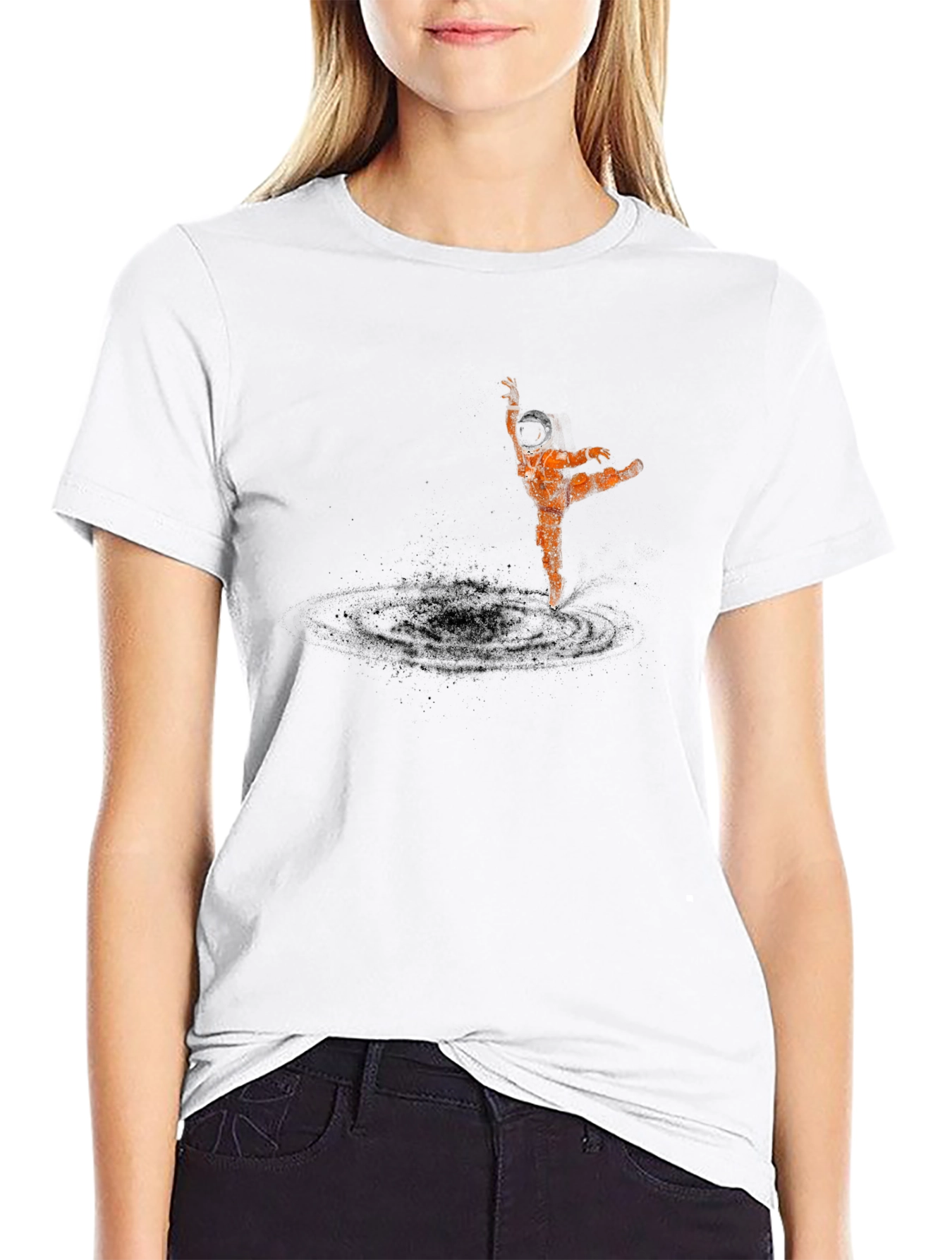 Astronaut Dancer Graphic Tee - Black Cotton T-Shirt