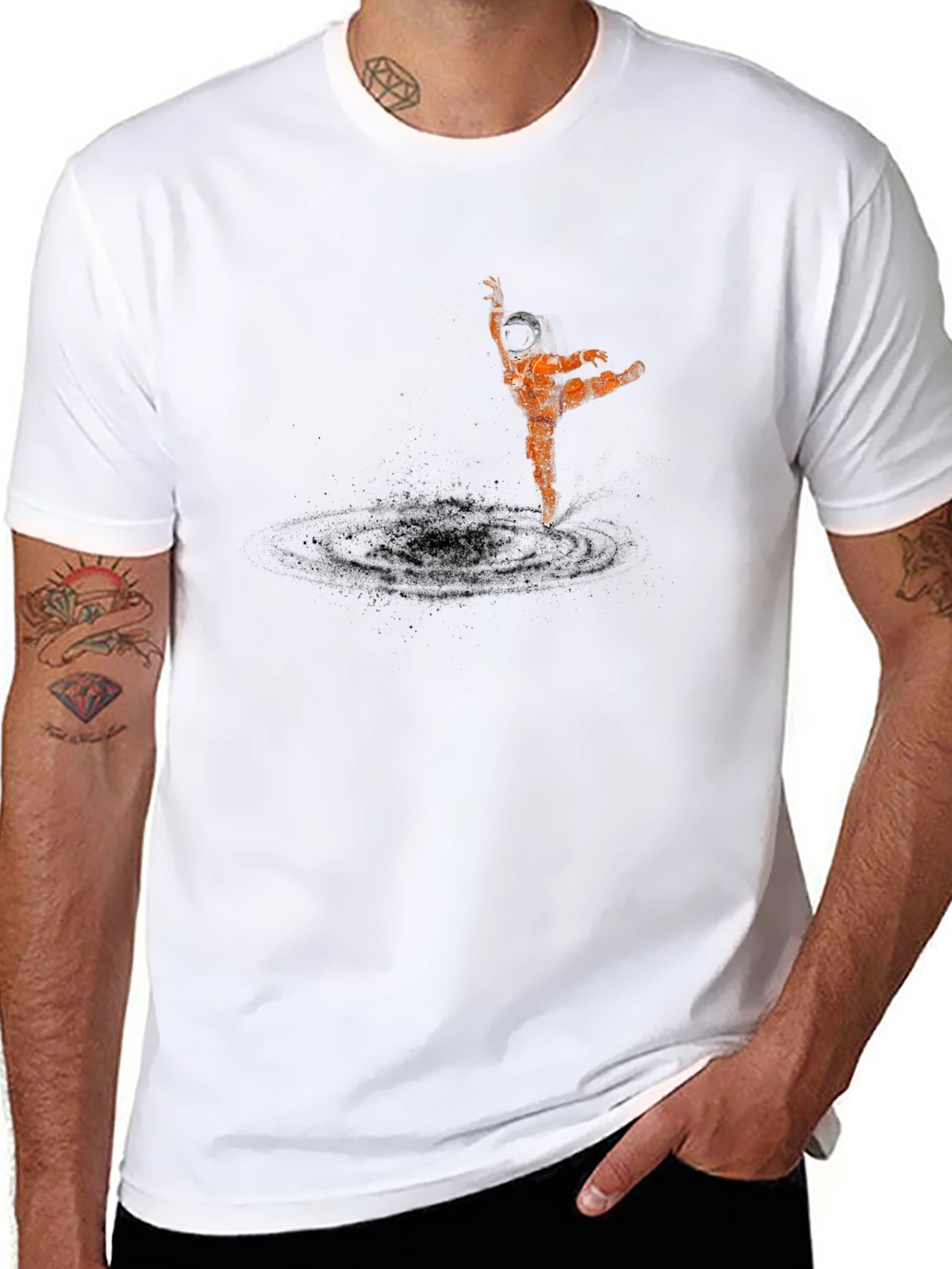 Astronaut Dancer Graphic Tee - Black Cotton T-Shirt