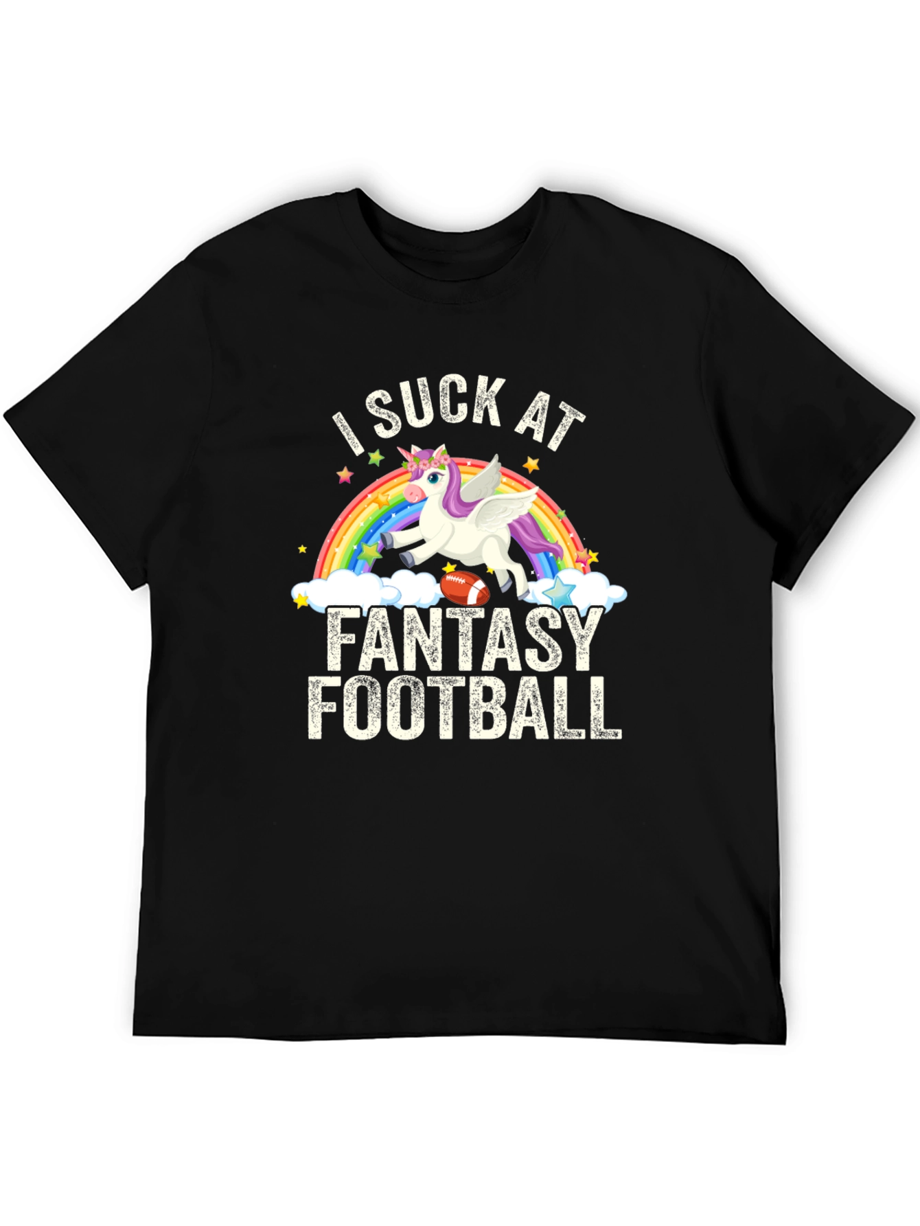 I Suck at Fantasy Football T-Shirt - Unicorn Design