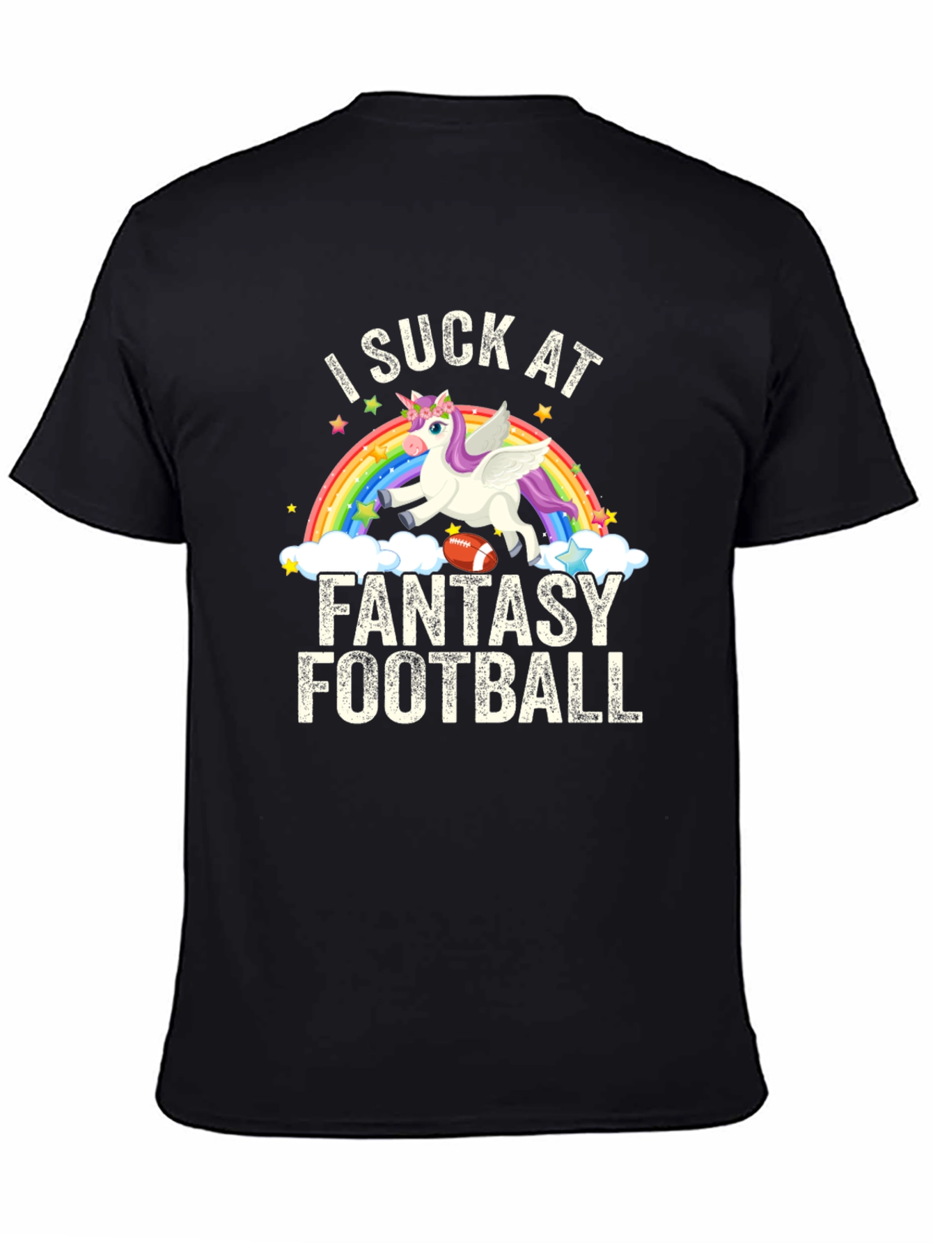I Suck at Fantasy Football T-Shirt - Unicorn Design