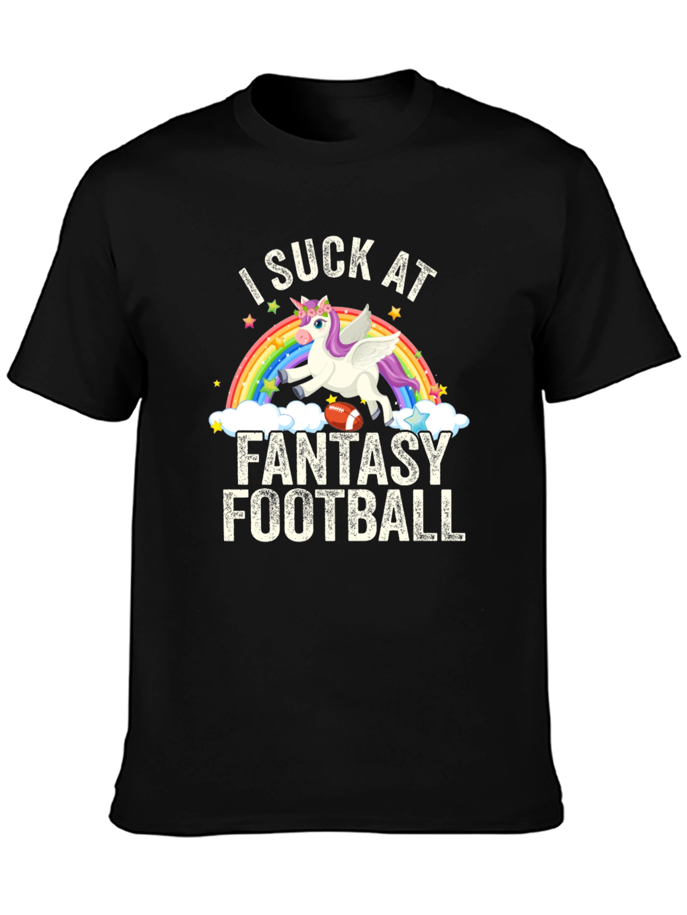 I Suck at Fantasy Football T-Shirt - Unicorn Design