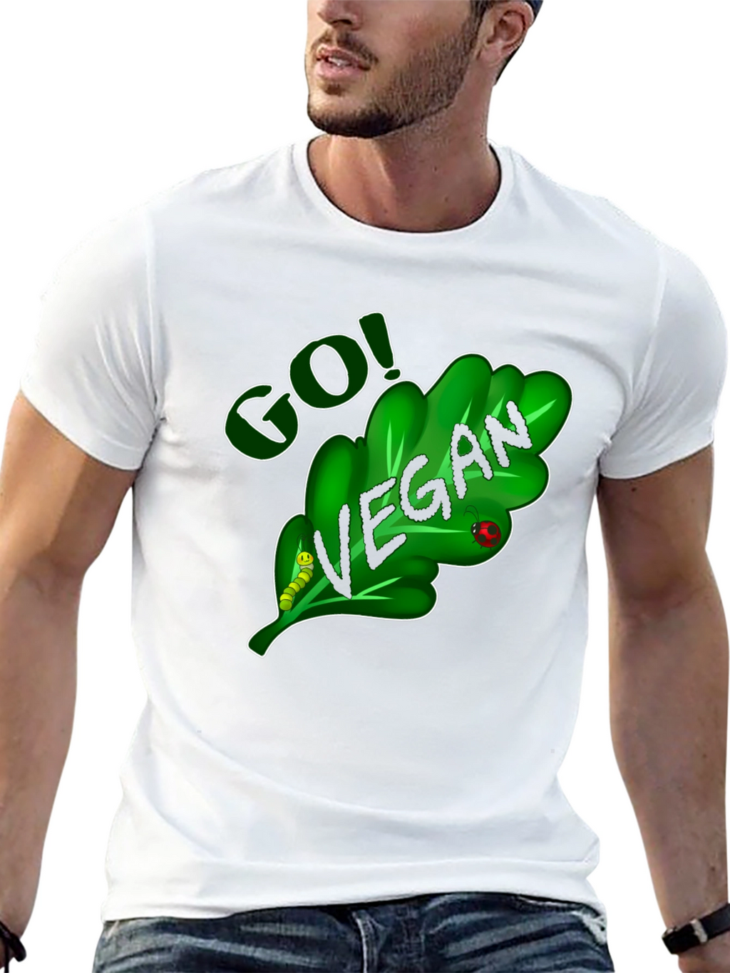 Go Vegan T-Shirt - Leaf Design