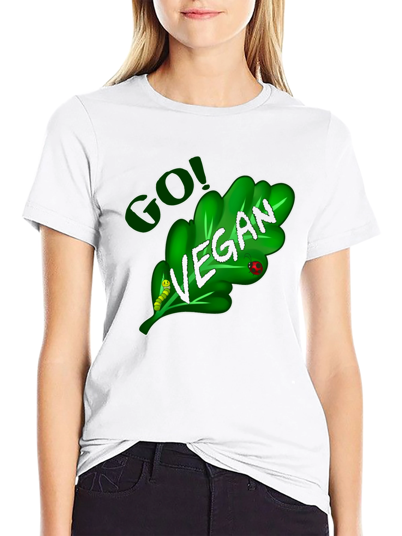 Go Vegan T-Shirt - Leaf Design