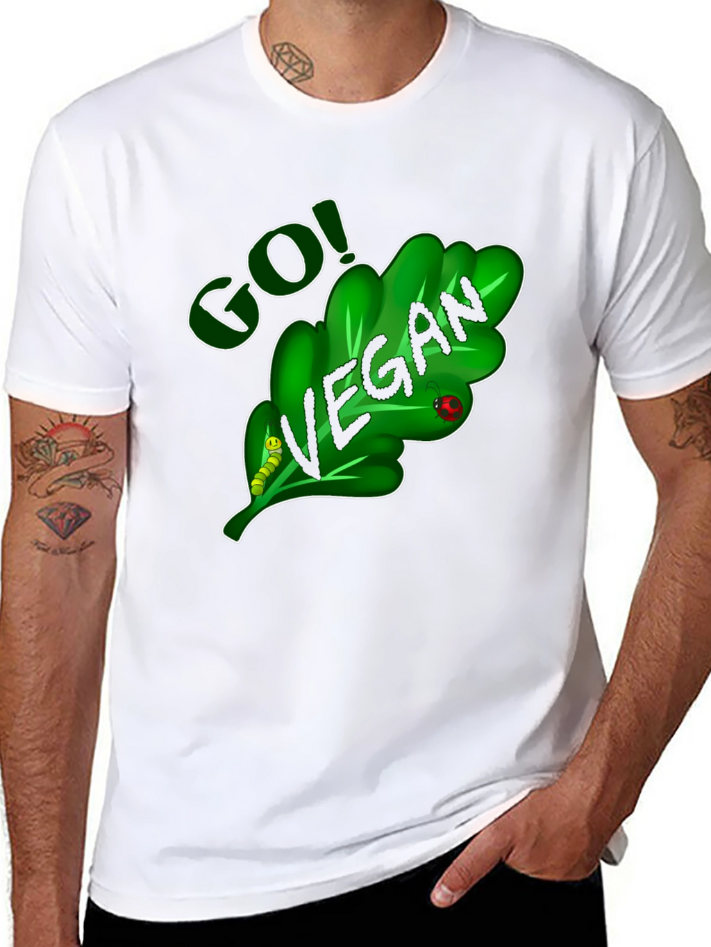 Go Vegan T-Shirt - Leaf Design