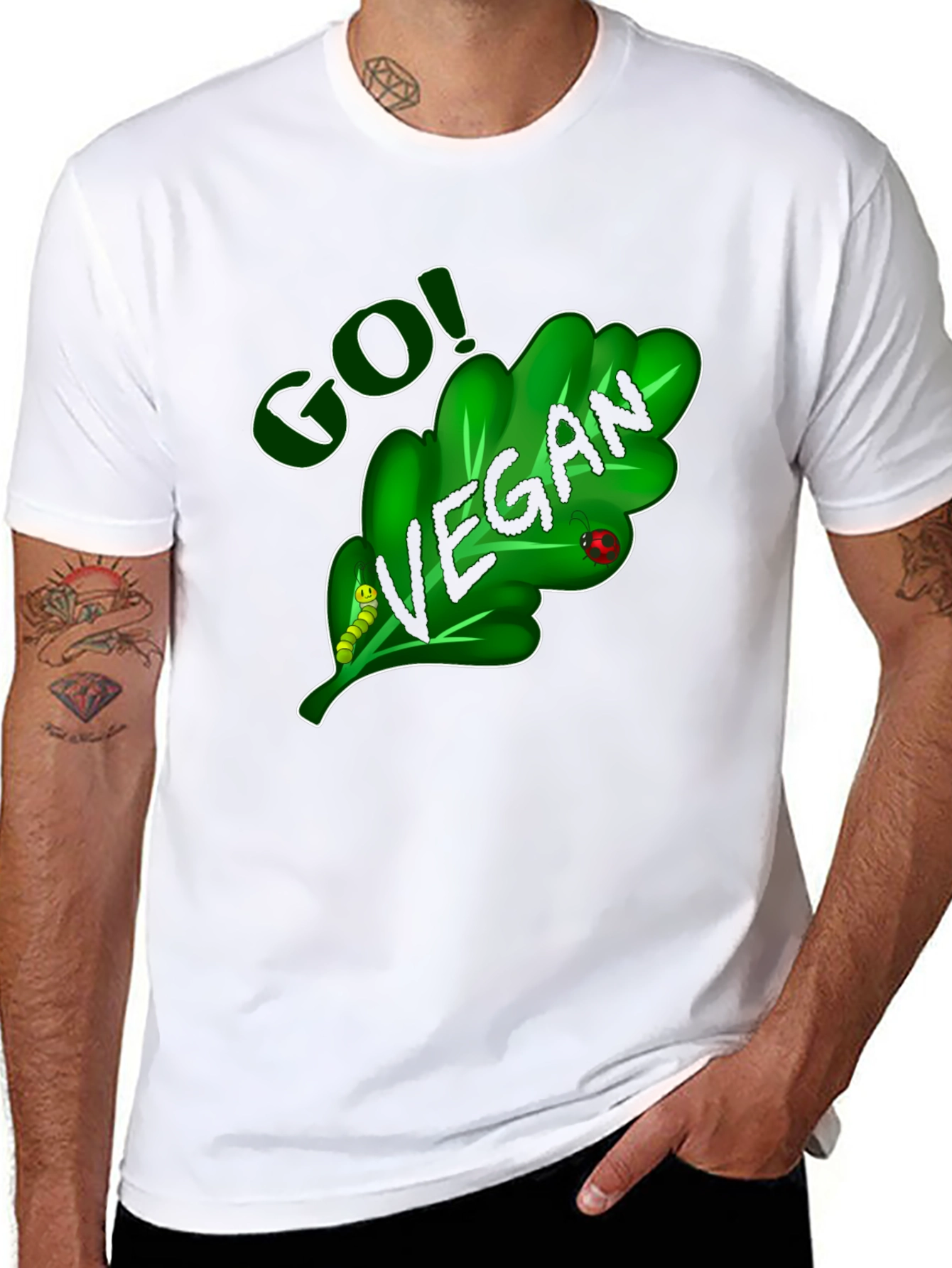 Go Vegan T-Shirt - Leaf Design