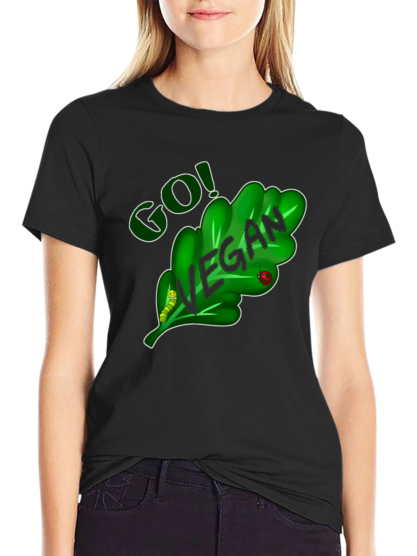 Go Vegan T-Shirt - Leaf Design