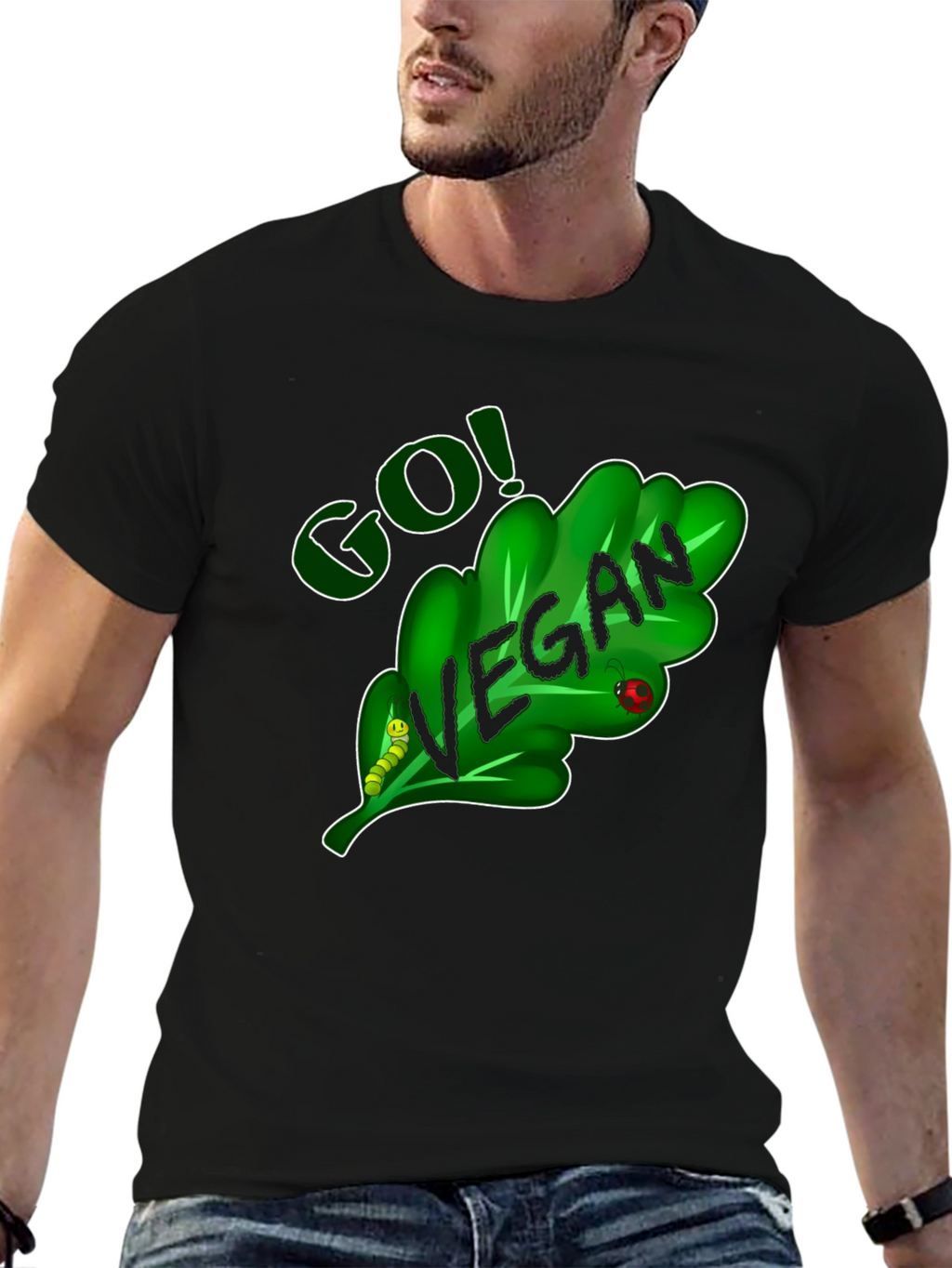 Go Vegan T-Shirt - Leaf Design