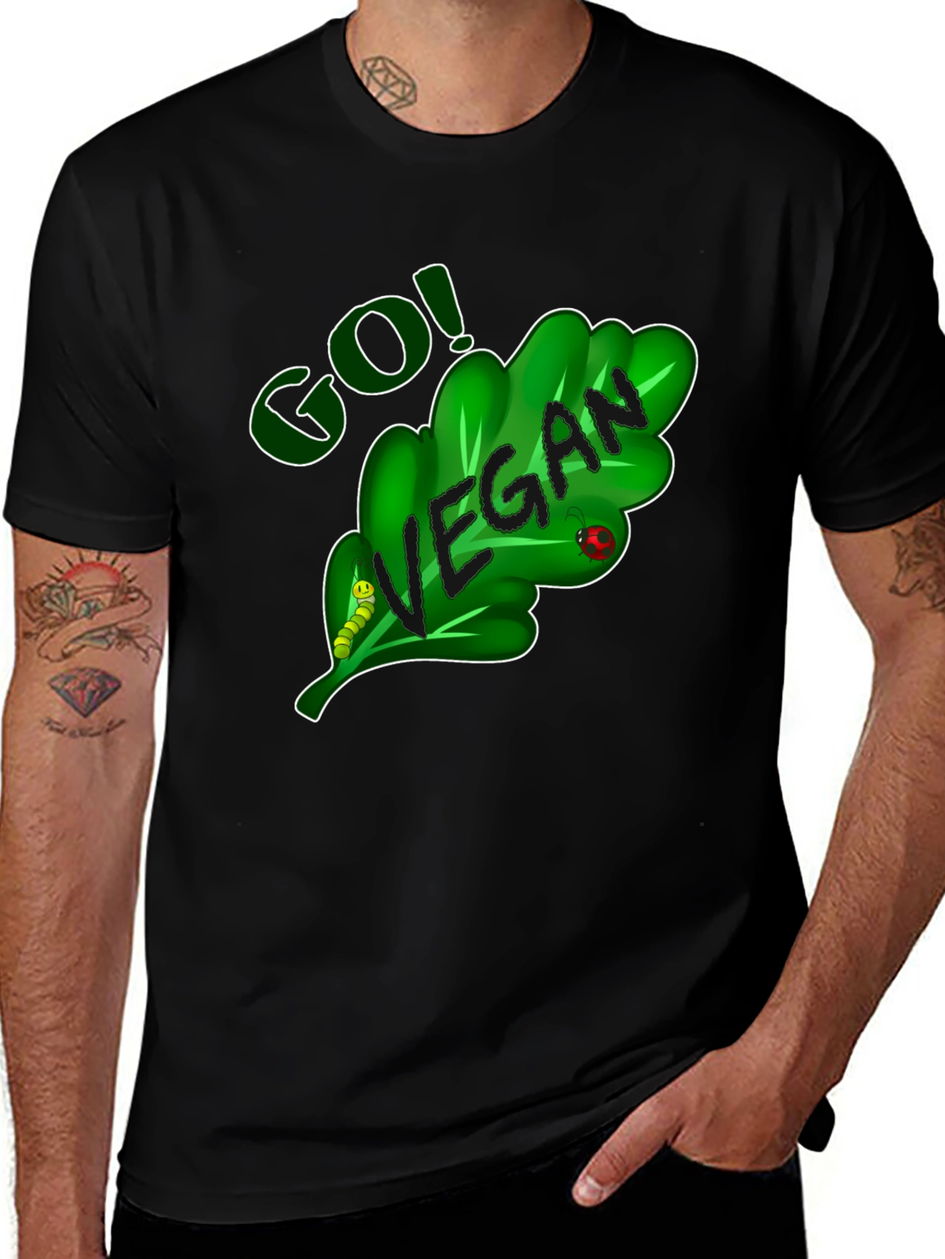 Go Vegan T-Shirt - Leaf Design