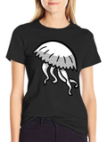 Jellyfish Graphic Tee - Black Cotton Casual Wear