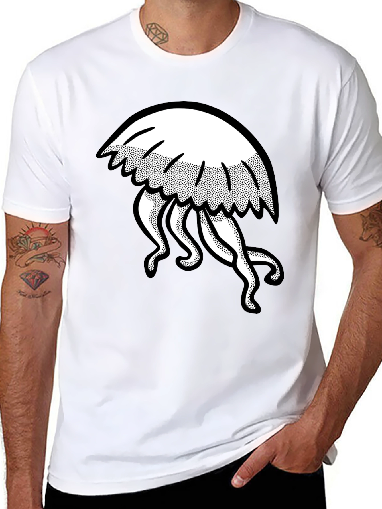 Jellyfish Graphic Tee - Black Cotton Casual Wear