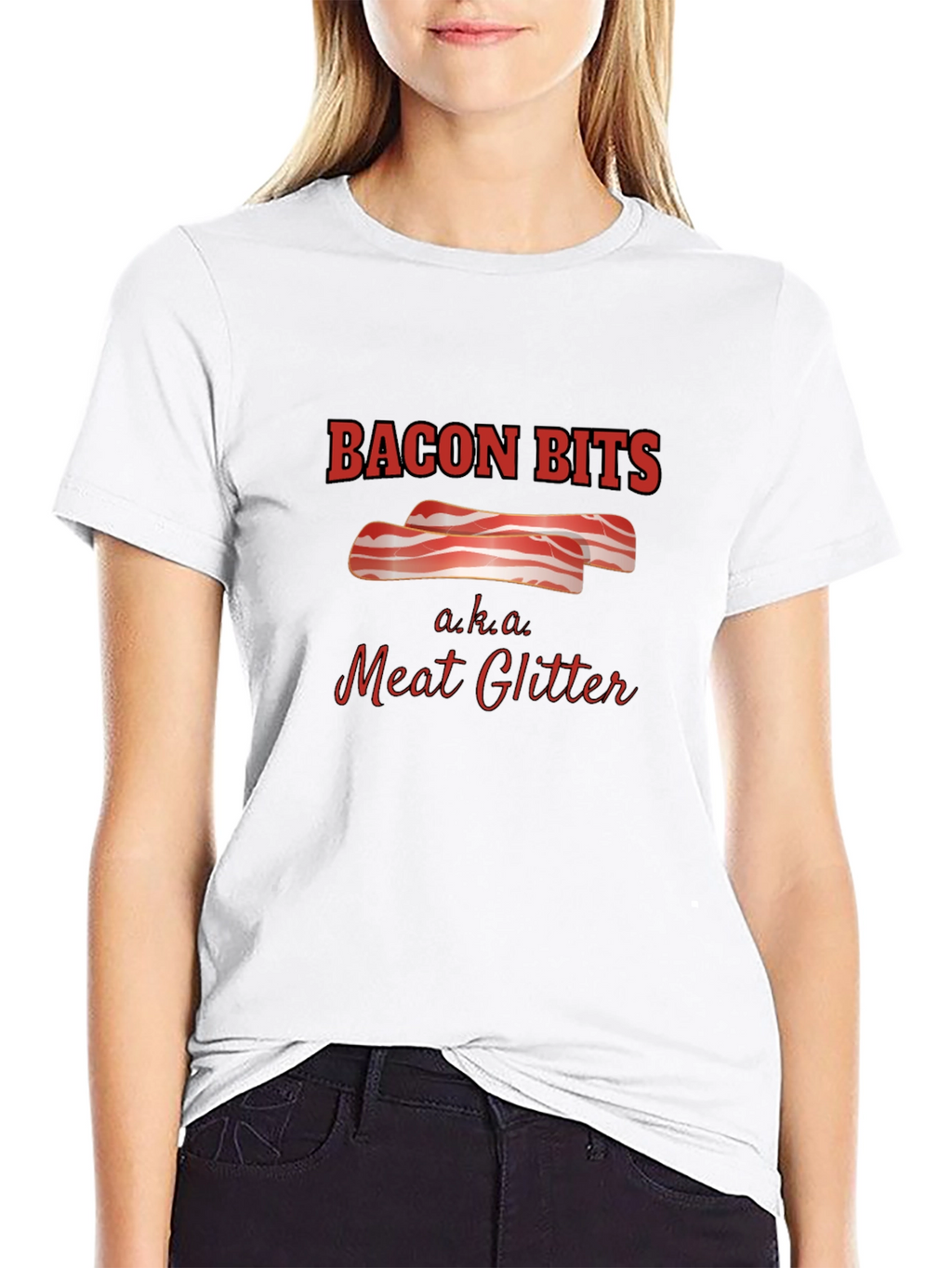 Bacon Bits Meat Glitter Graphic Tee