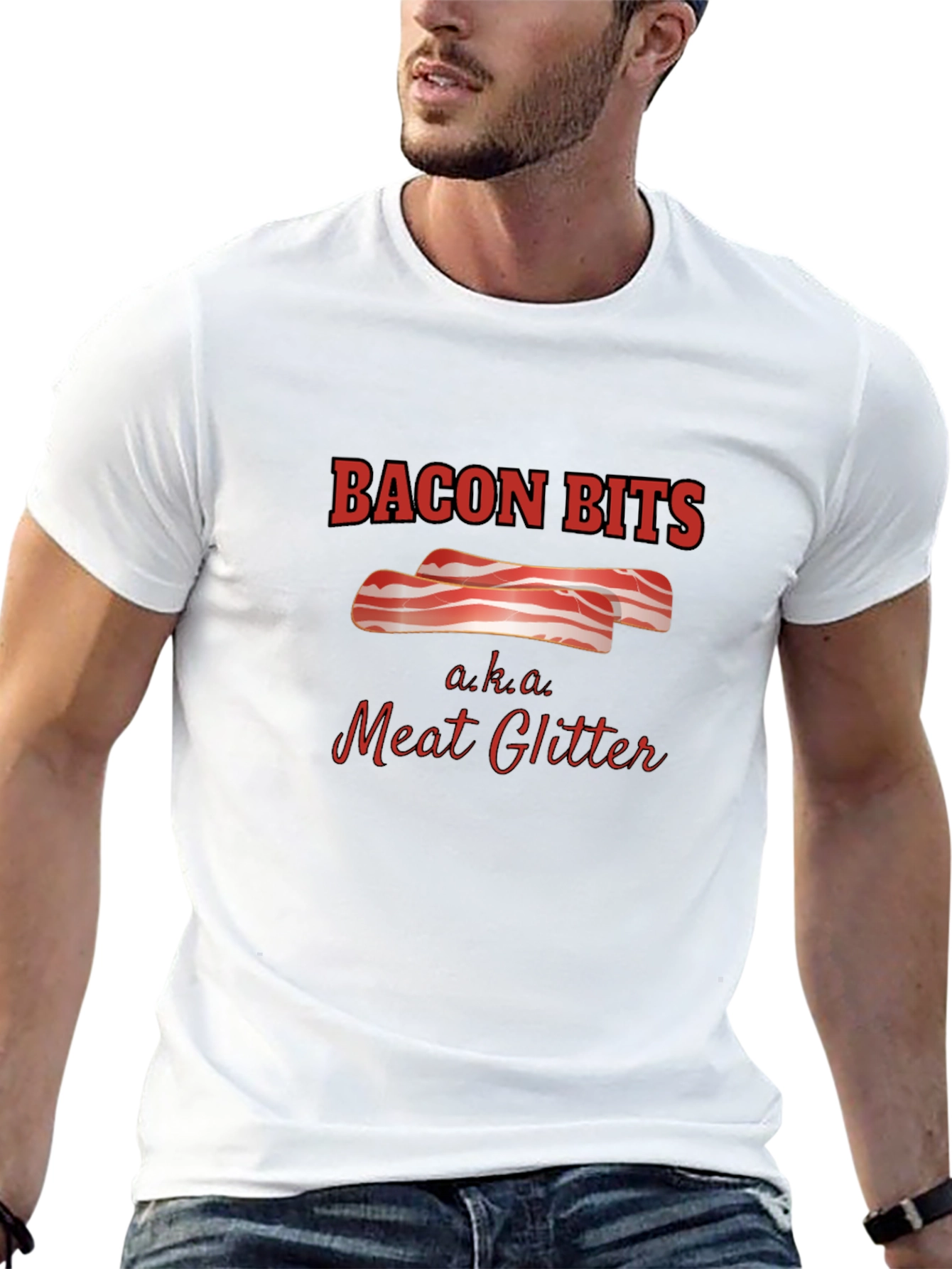 Bacon Bits Meat Glitter Graphic Tee