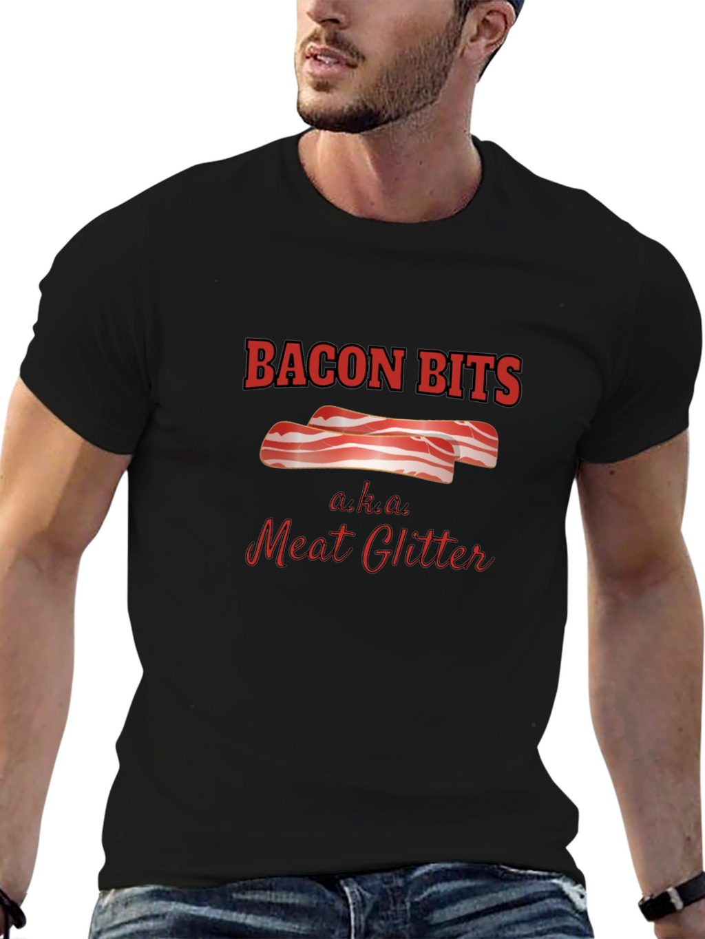 Bacon Bits Meat Glitter Graphic Tee