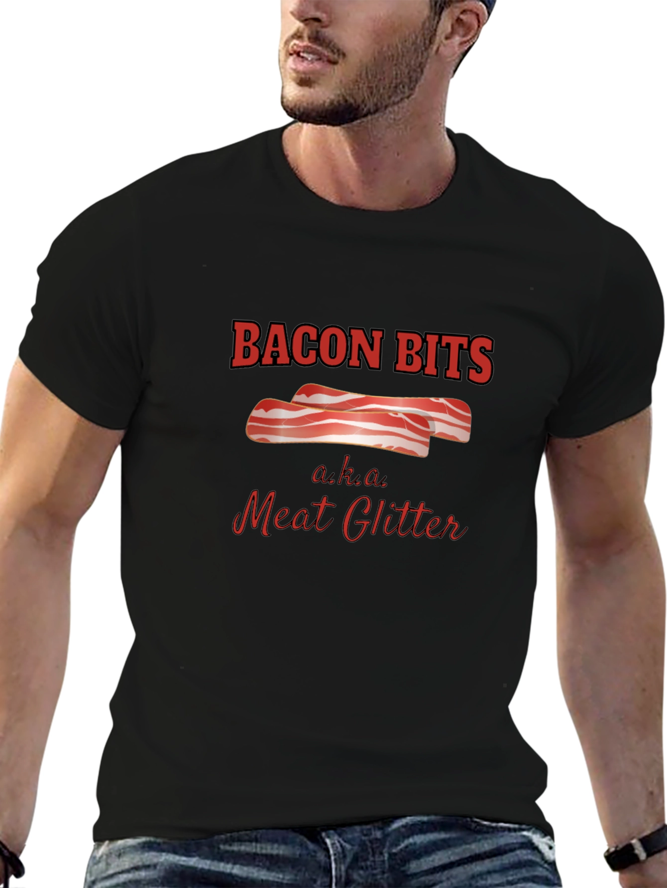 Bacon Bits Meat Glitter Graphic Tee