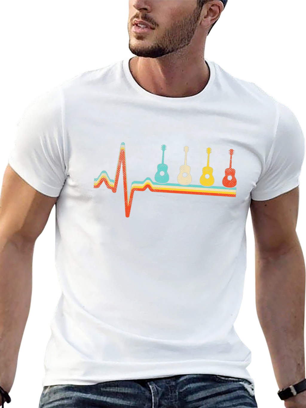 Guitar Heartbeat Graphic Tee - Music Lover Shirt