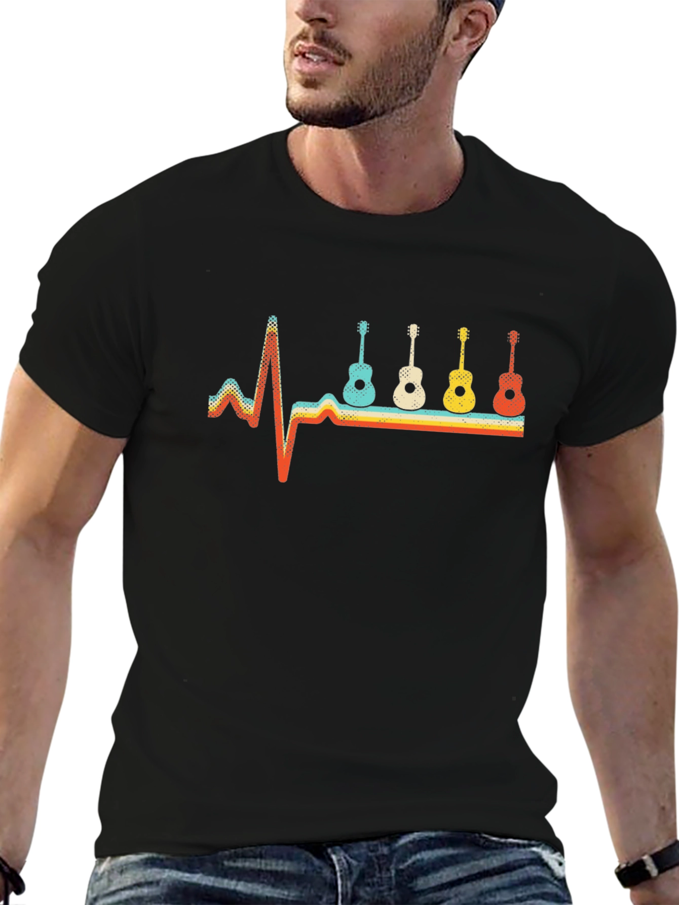 Guitar Heartbeat Graphic Tee - Music Lover Shirt