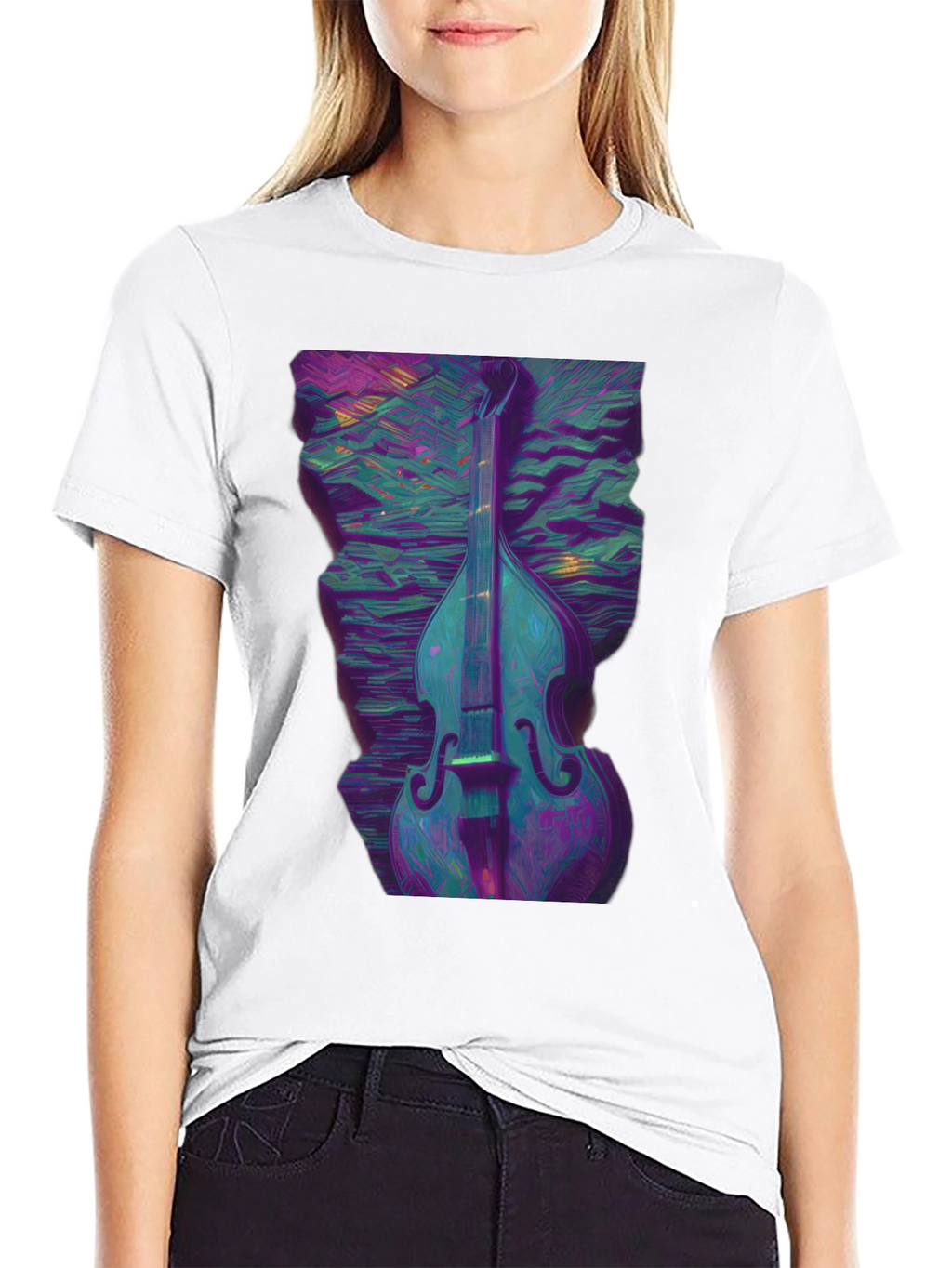 Abstract Double Bass T-Shirt - Musical Art Tee
