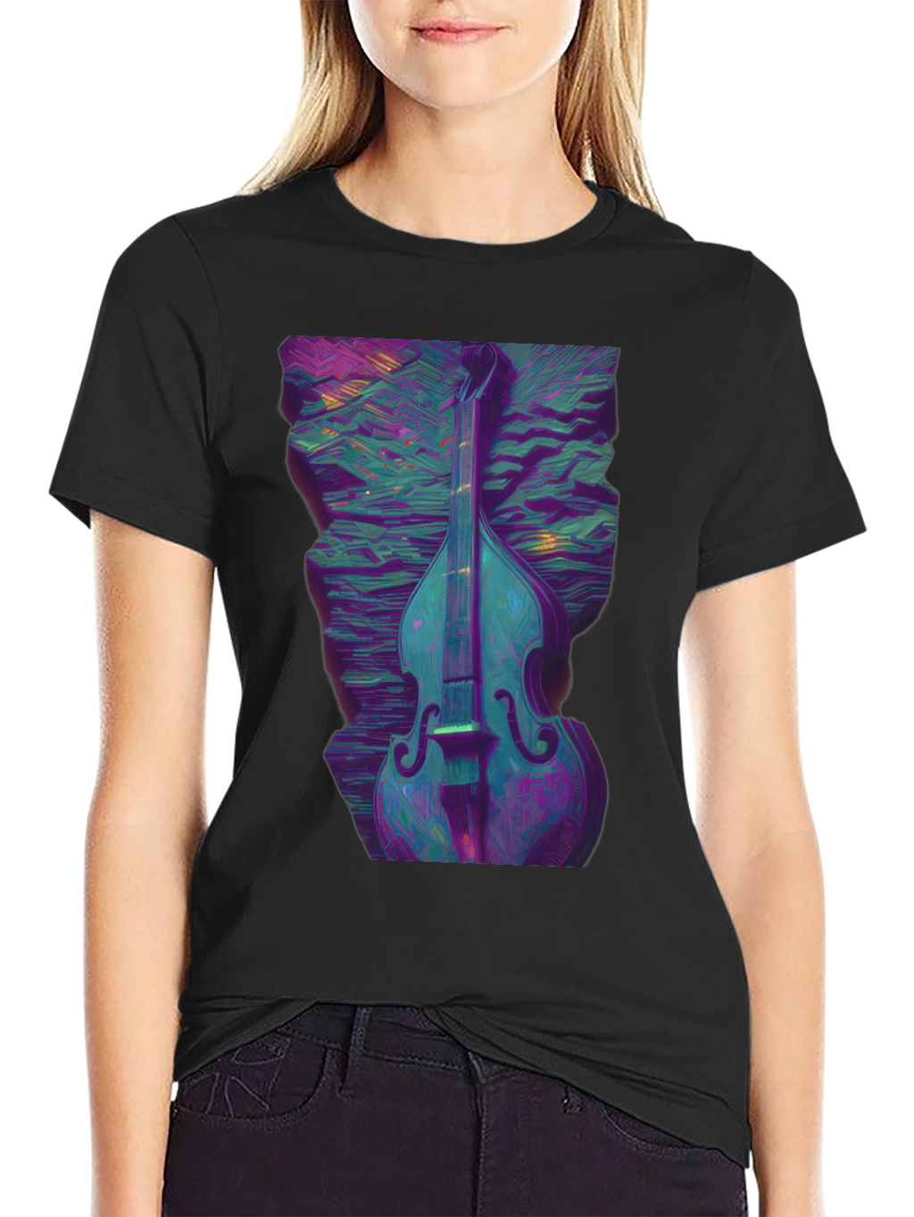 Abstract Double Bass T-Shirt - Musical Art Tee