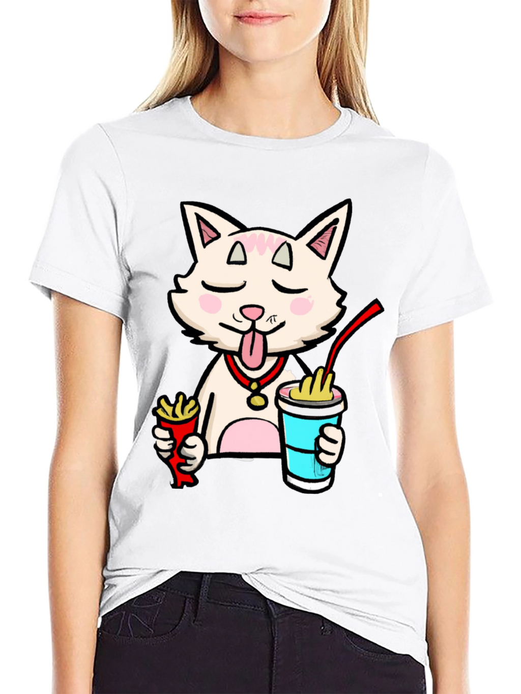 Funny Cat Ramen T-Shirt - Black