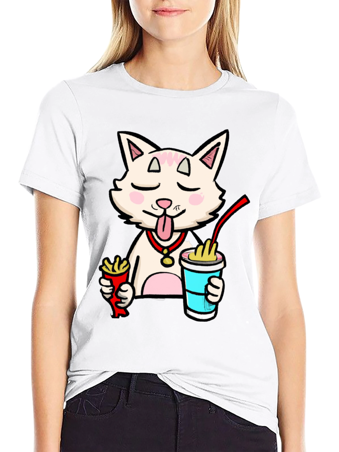 Funny Cat Ramen T-Shirt - Black