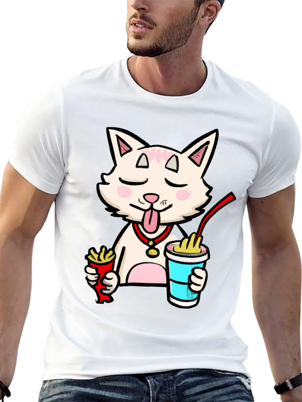 Funny Cat Ramen T-Shirt - Black