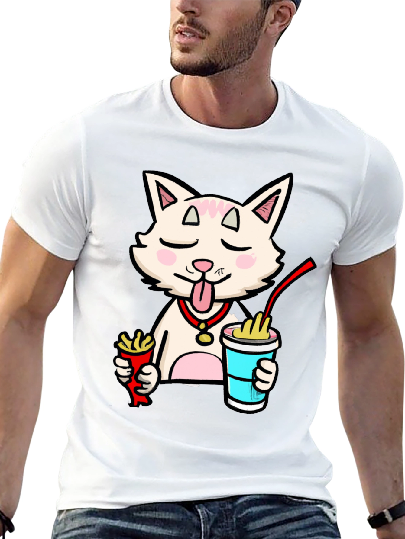 Funny Cat Ramen T-Shirt - Black