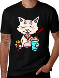 Funny Cat Ramen T-Shirt - Black