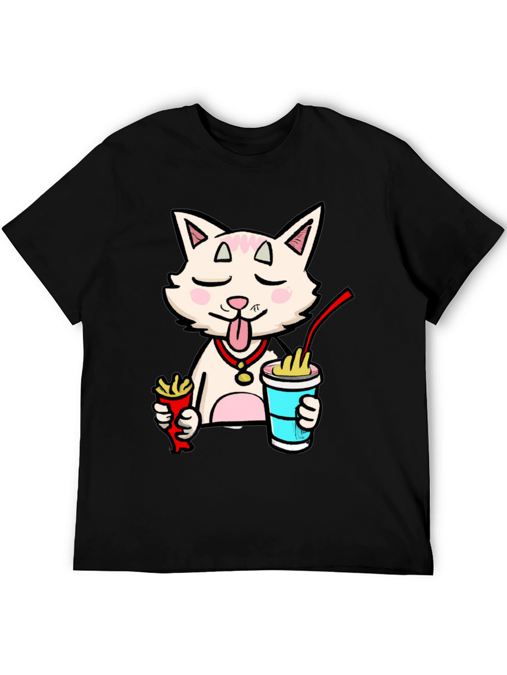 Funny Cat Ramen T-Shirt - Black