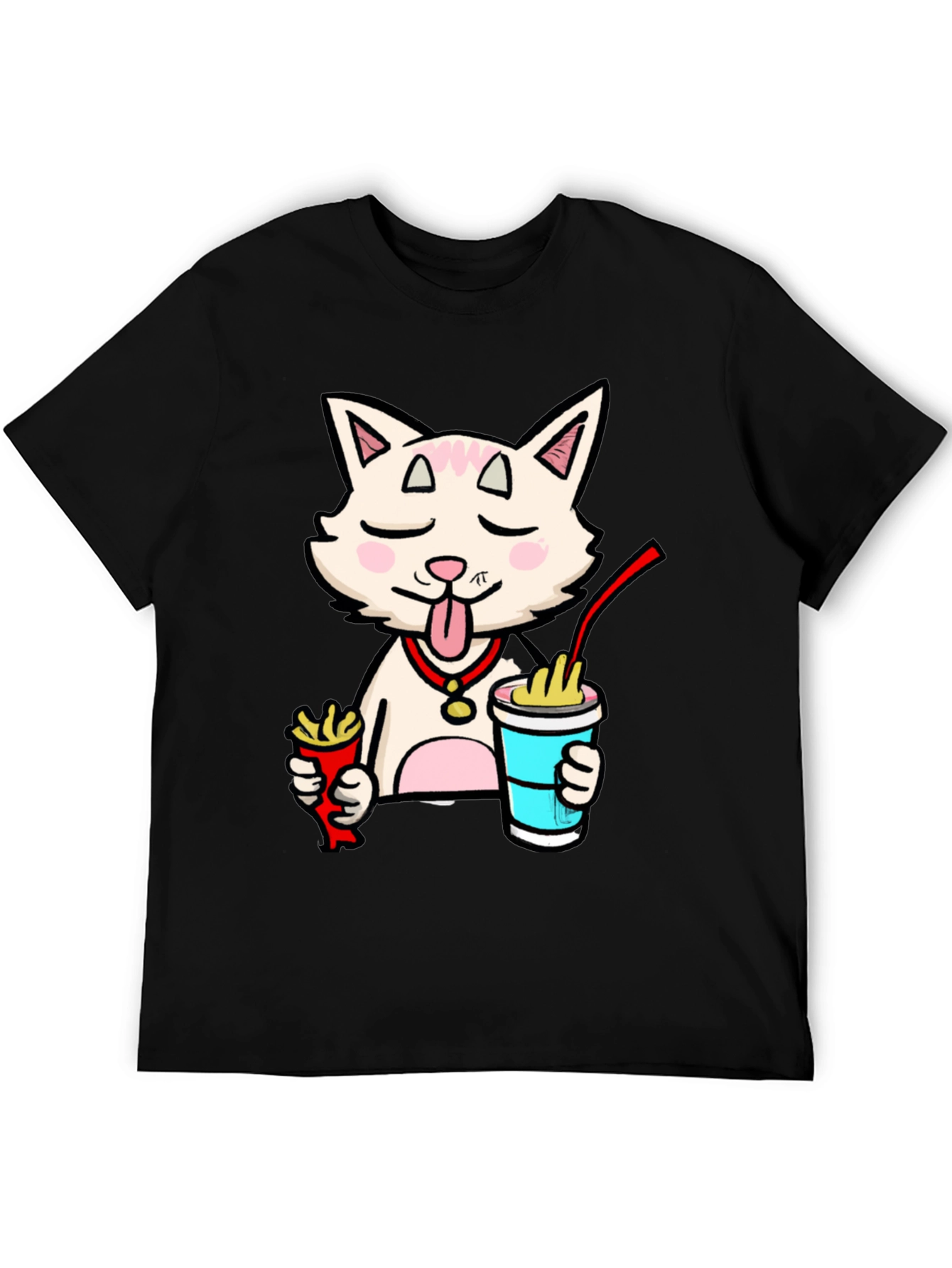 Funny Cat Ramen T-Shirt - Black