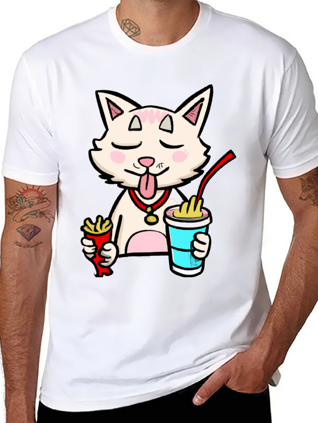 Funny Cat Ramen T-Shirt - Black