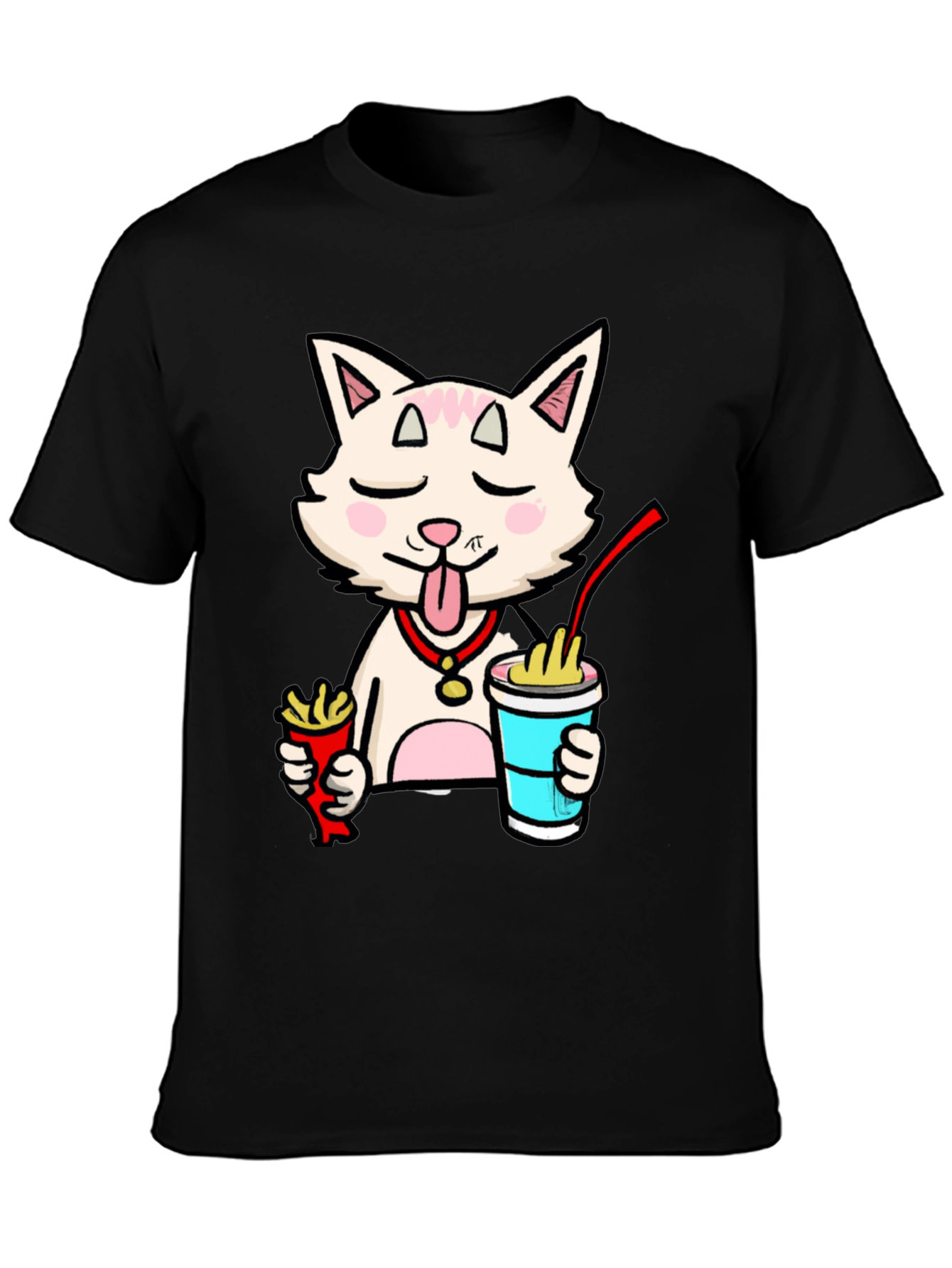 Funny Cat Ramen T-Shirt - Black