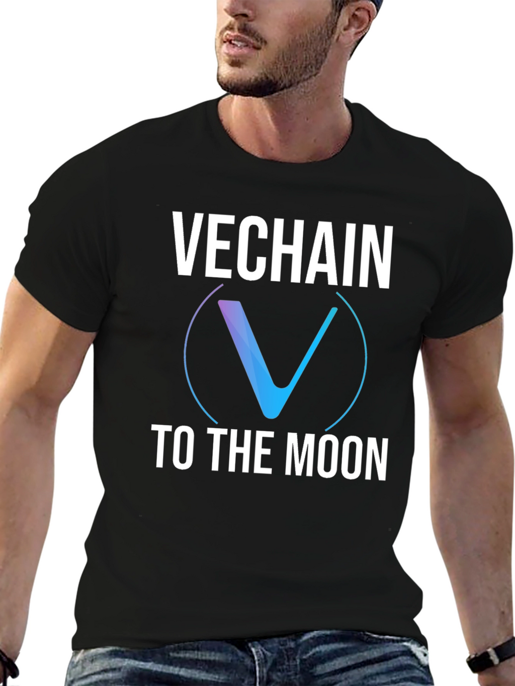 VeChain to the Moon Black Graphic T-Shirt