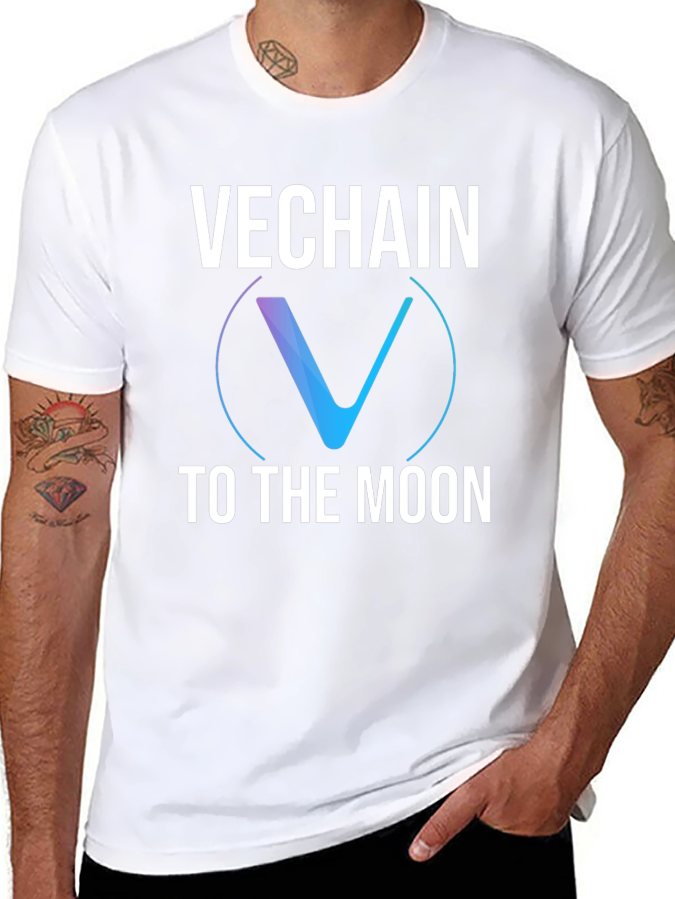 VeChain to the Moon Black Graphic T-Shirt