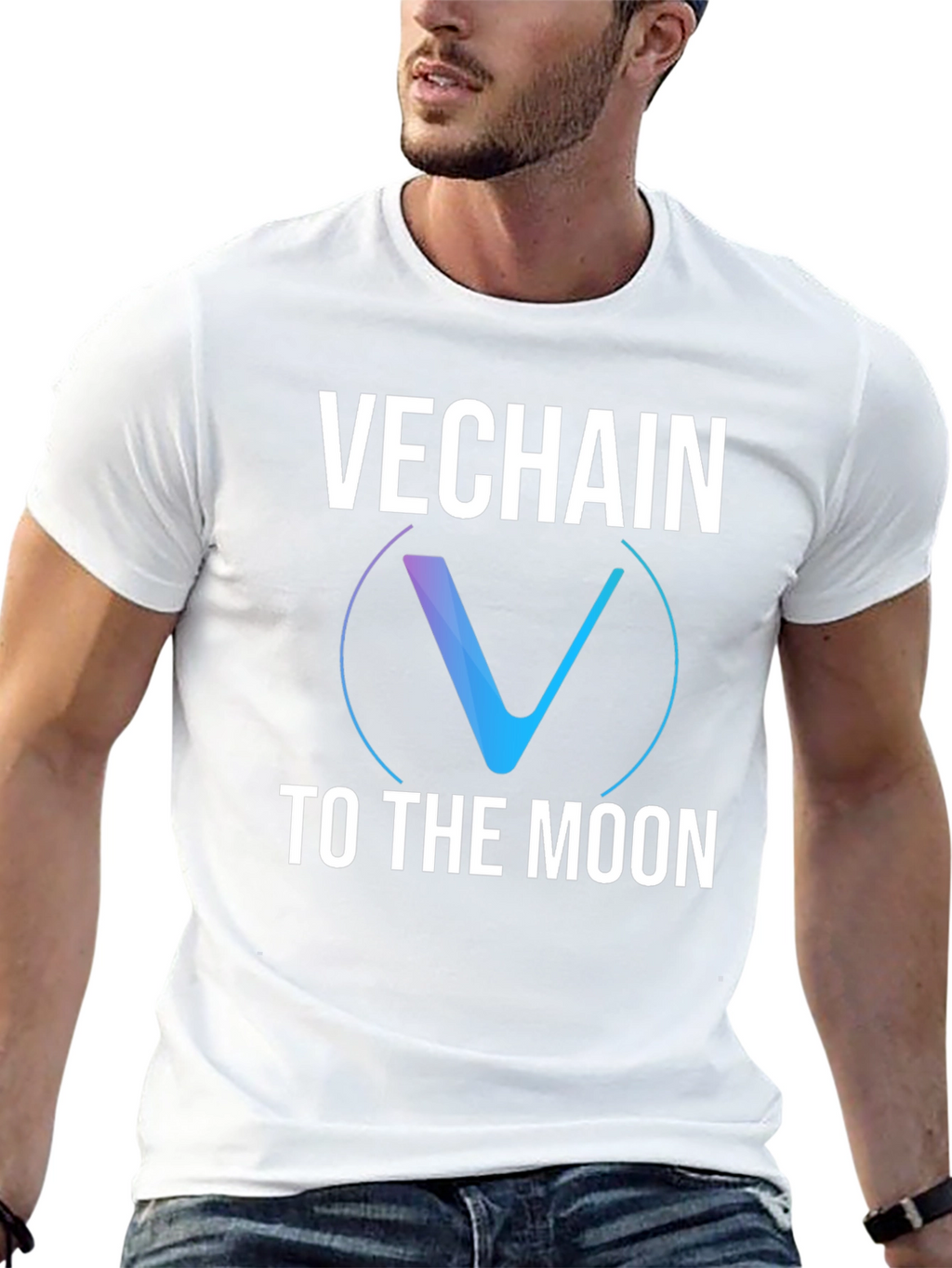 VeChain to the Moon Black Graphic T-Shirt