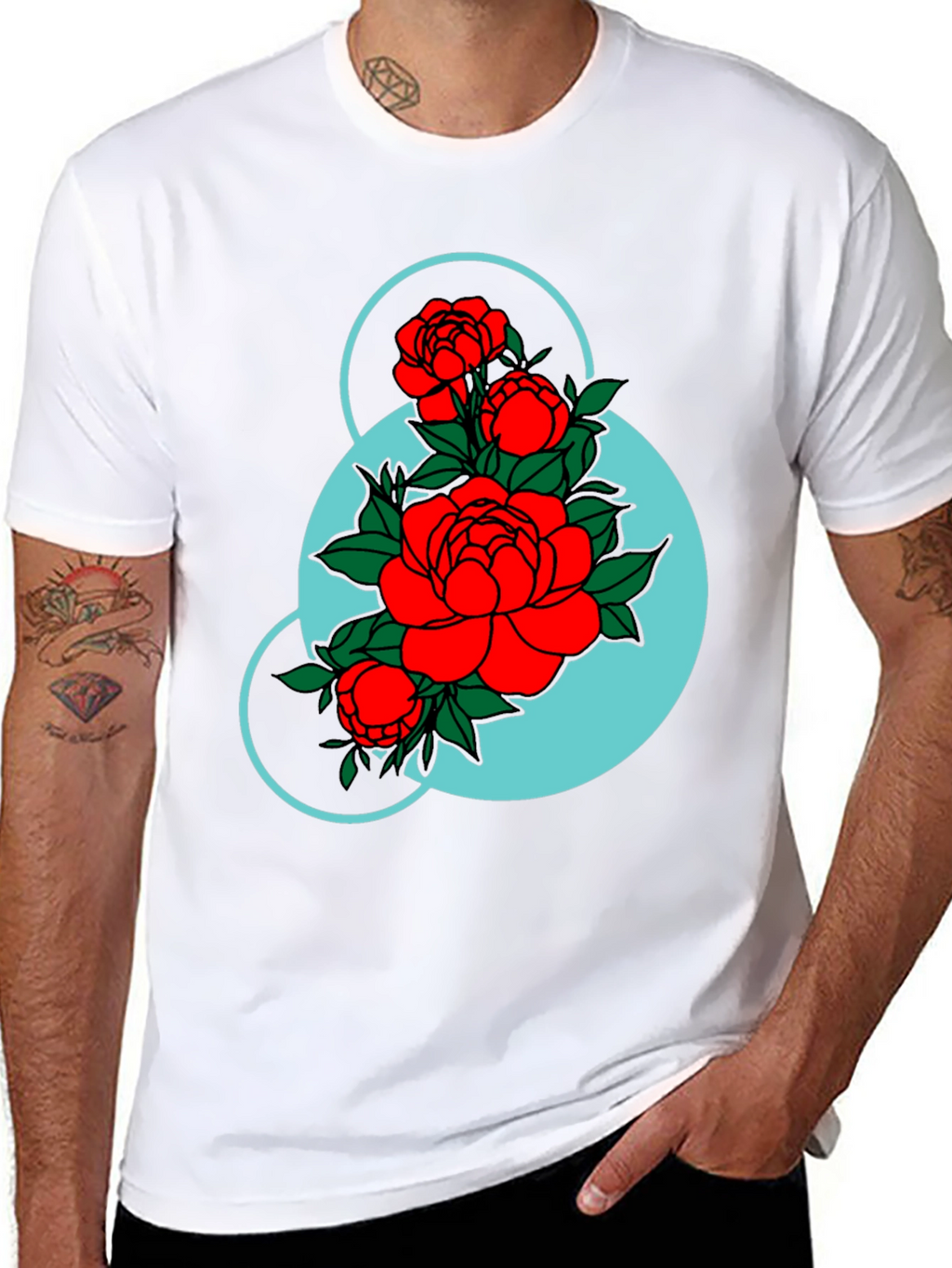 Floral Graphic Black T-Shirt - Modern Botanical Design