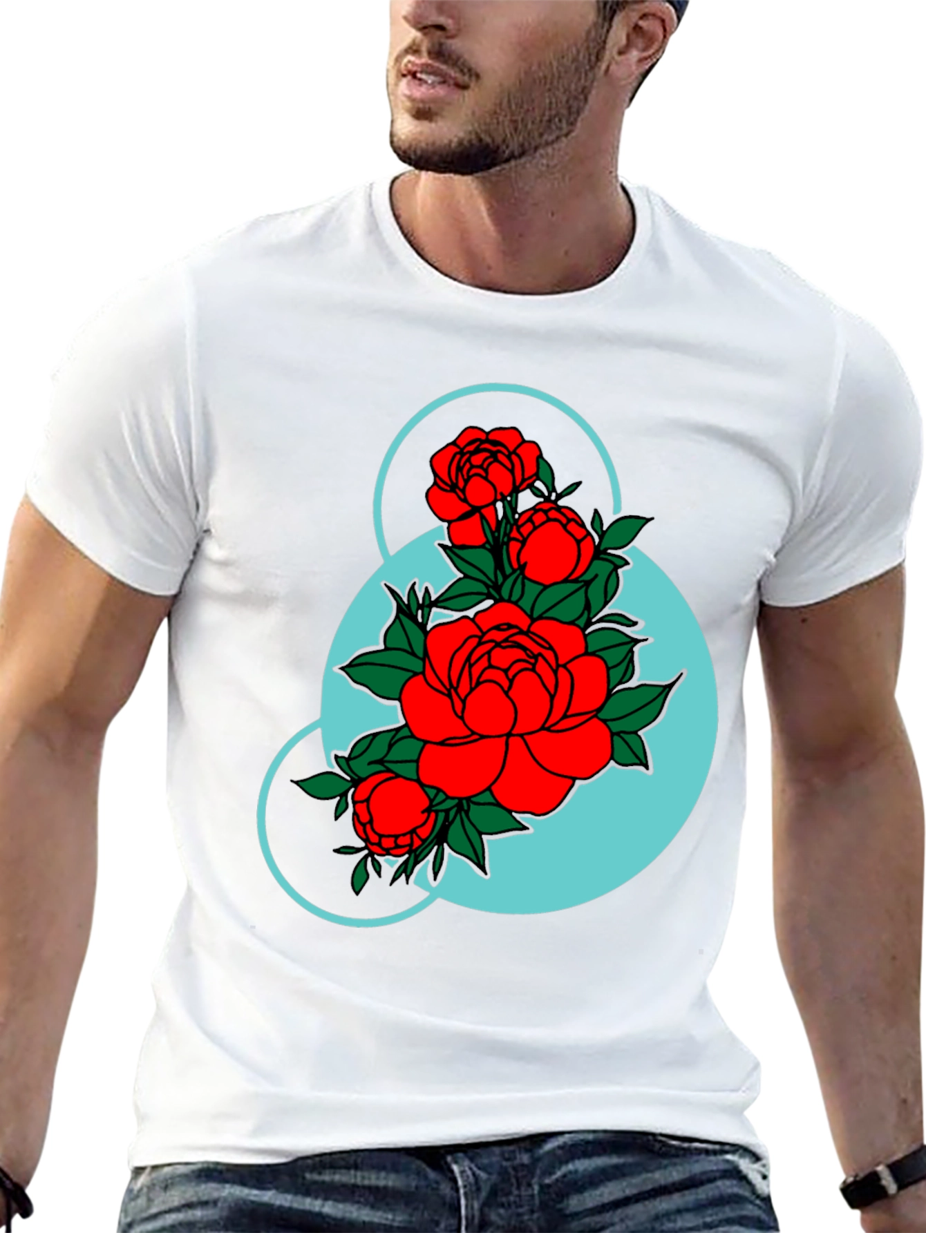 Floral Graphic Black T-Shirt - Modern Botanical Design