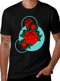 Floral Graphic Black T-Shirt - Modern Botanical Design