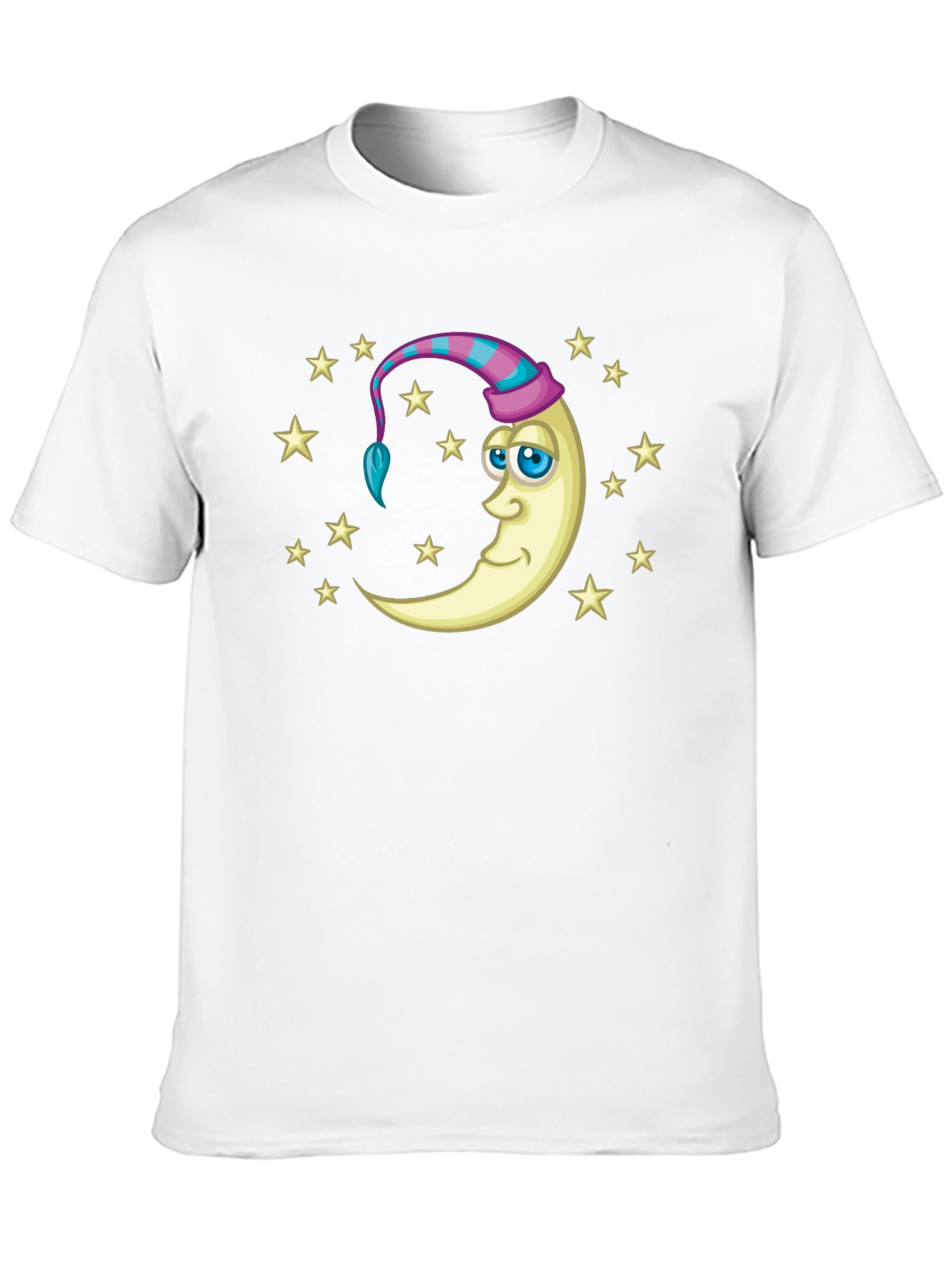 Dreamy Moon Stars Graphic Tee - Black Cotton Shirt