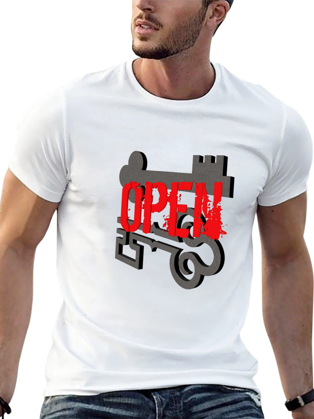 Open Key Graphic T-Shirt - Stylish Comfort