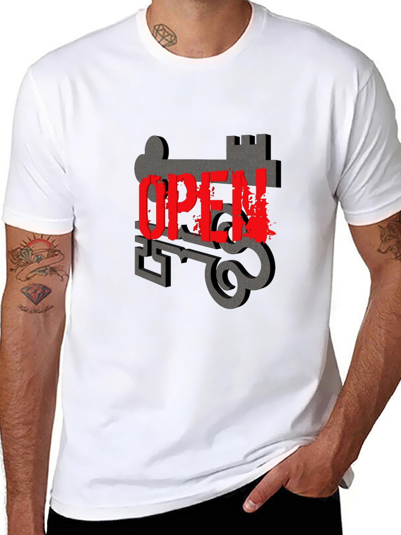 Open Key Graphic T-Shirt - Stylish Comfort
