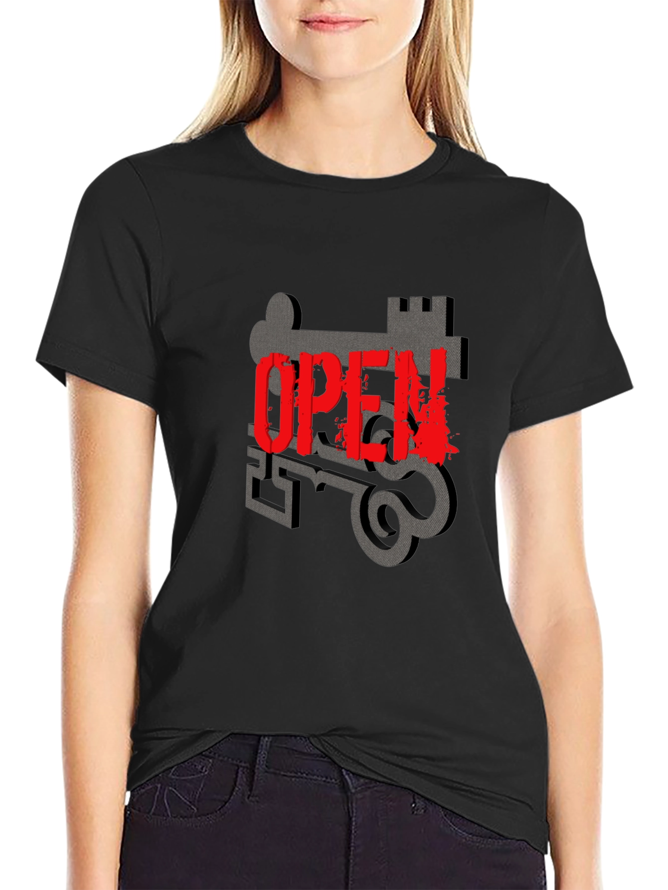Open Key Graphic T-Shirt - Stylish Comfort
