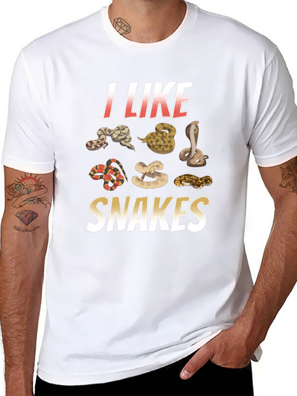 I Like Snakes Graphic Tee - Black Cotton T-Shirt