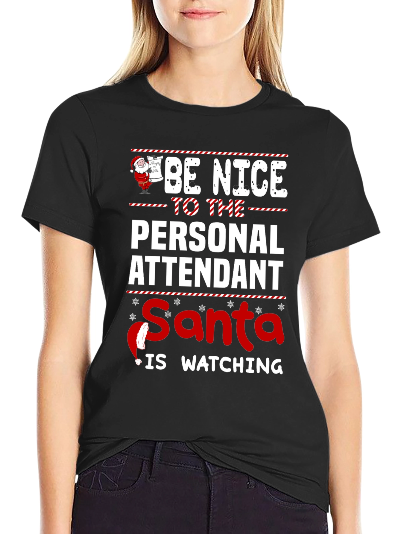 Personal Attendant Santa Watching T-Shirt