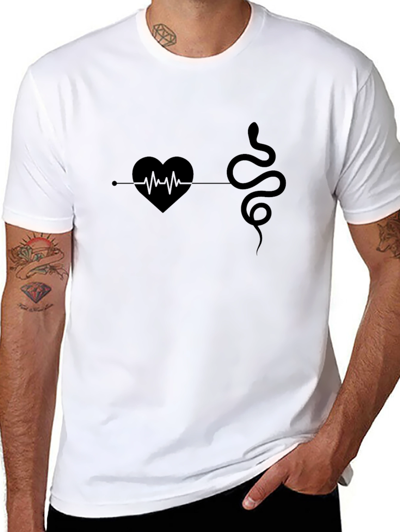 Heart & Snake Graphic Print Tee