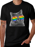 Cool Cat LGBT Pride Rainbow Sunglasses T-Shirt