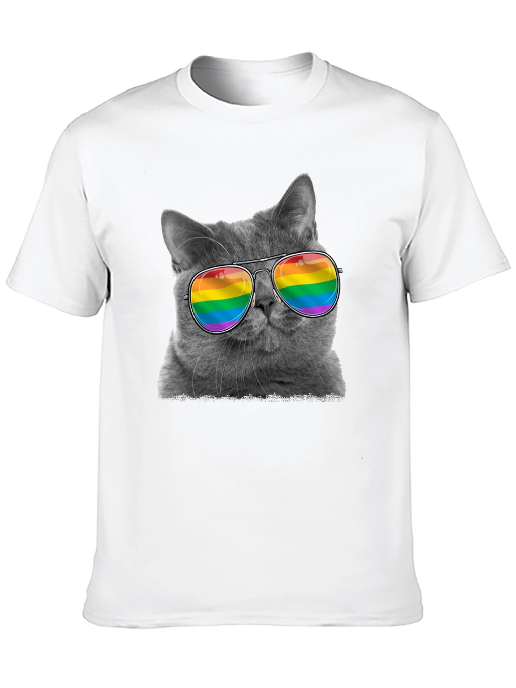 Cool Cat LGBT Pride Rainbow Sunglasses T-Shirt