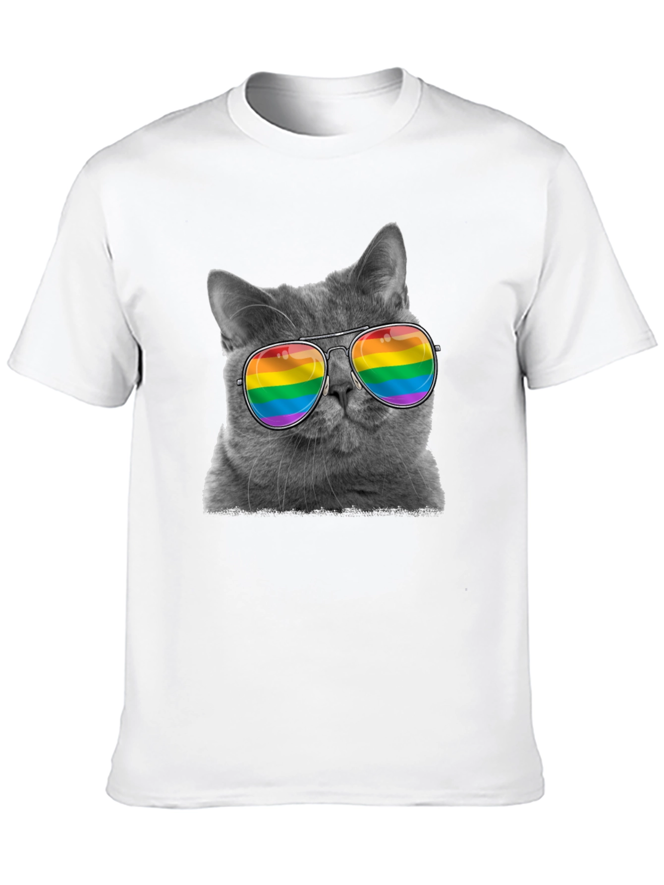 Cool Cat LGBT Pride Rainbow Sunglasses T-Shirt