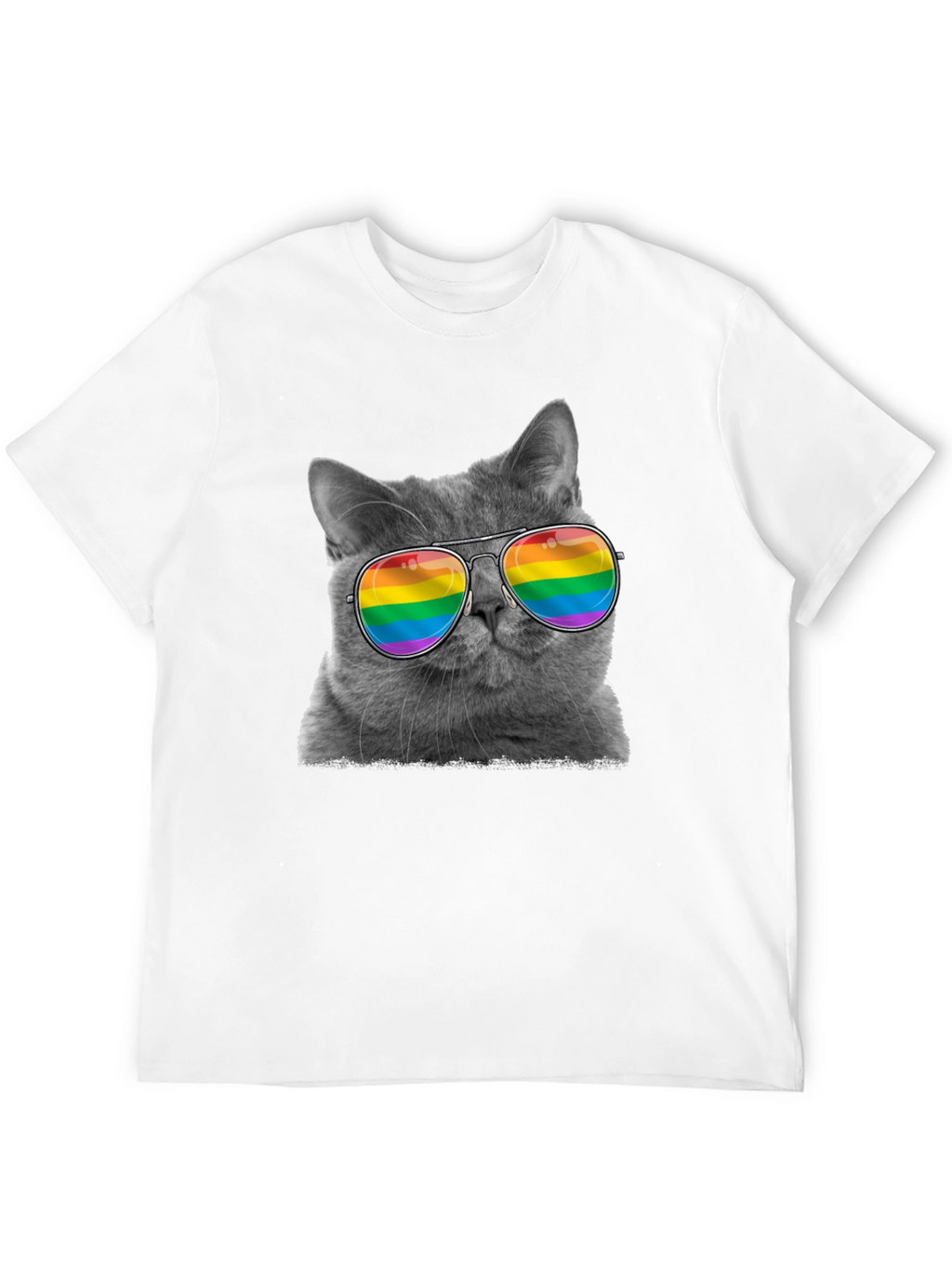 Cool Cat LGBT Pride Rainbow Sunglasses T-Shirt